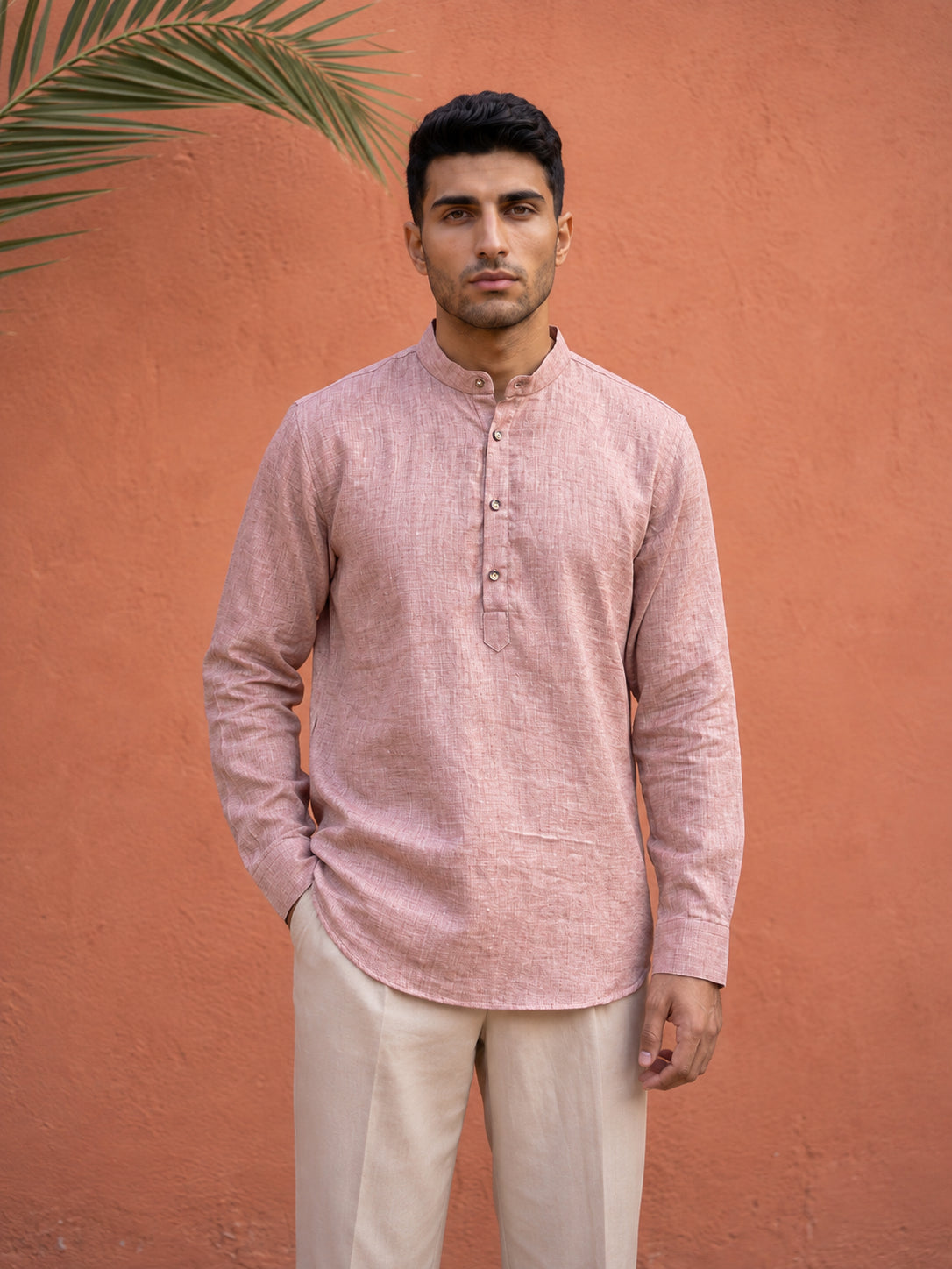 DesiQlo Men Solid Kurta Only - Orange