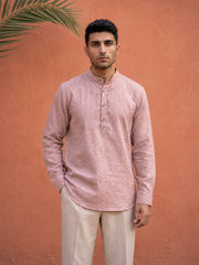 Linen Blend Solid Short Kurta ( 65SK 5613Coral )