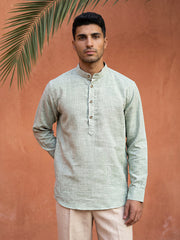 Linen Blend Solid Short Kurta ( 65SK 5613Green )
