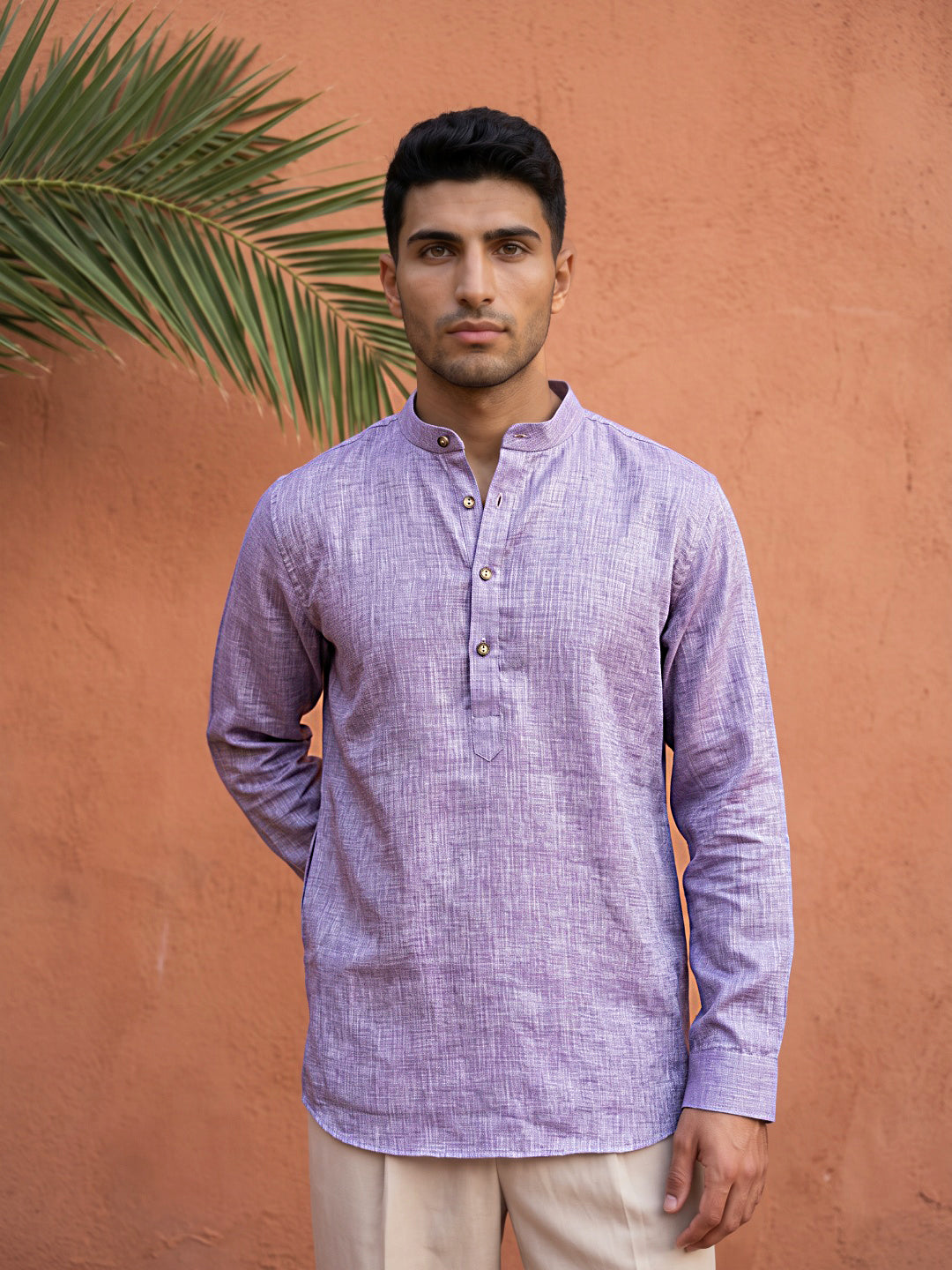 DesiQlo Men Solid Kurta Only - Purple