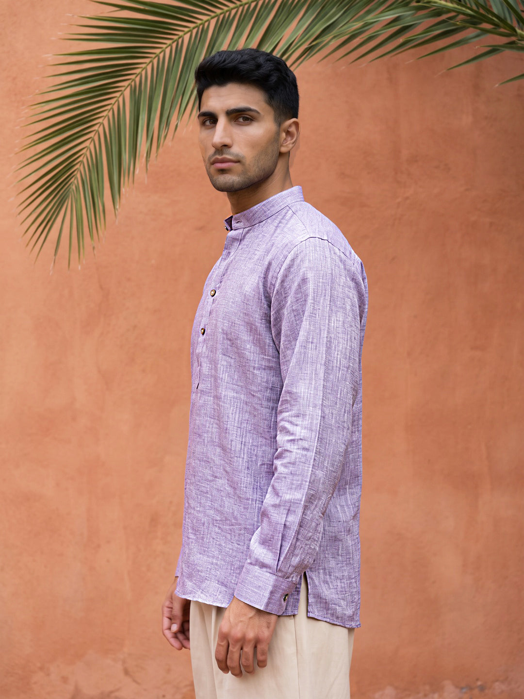DesiQlo Men Solid Kurta Only - Purple