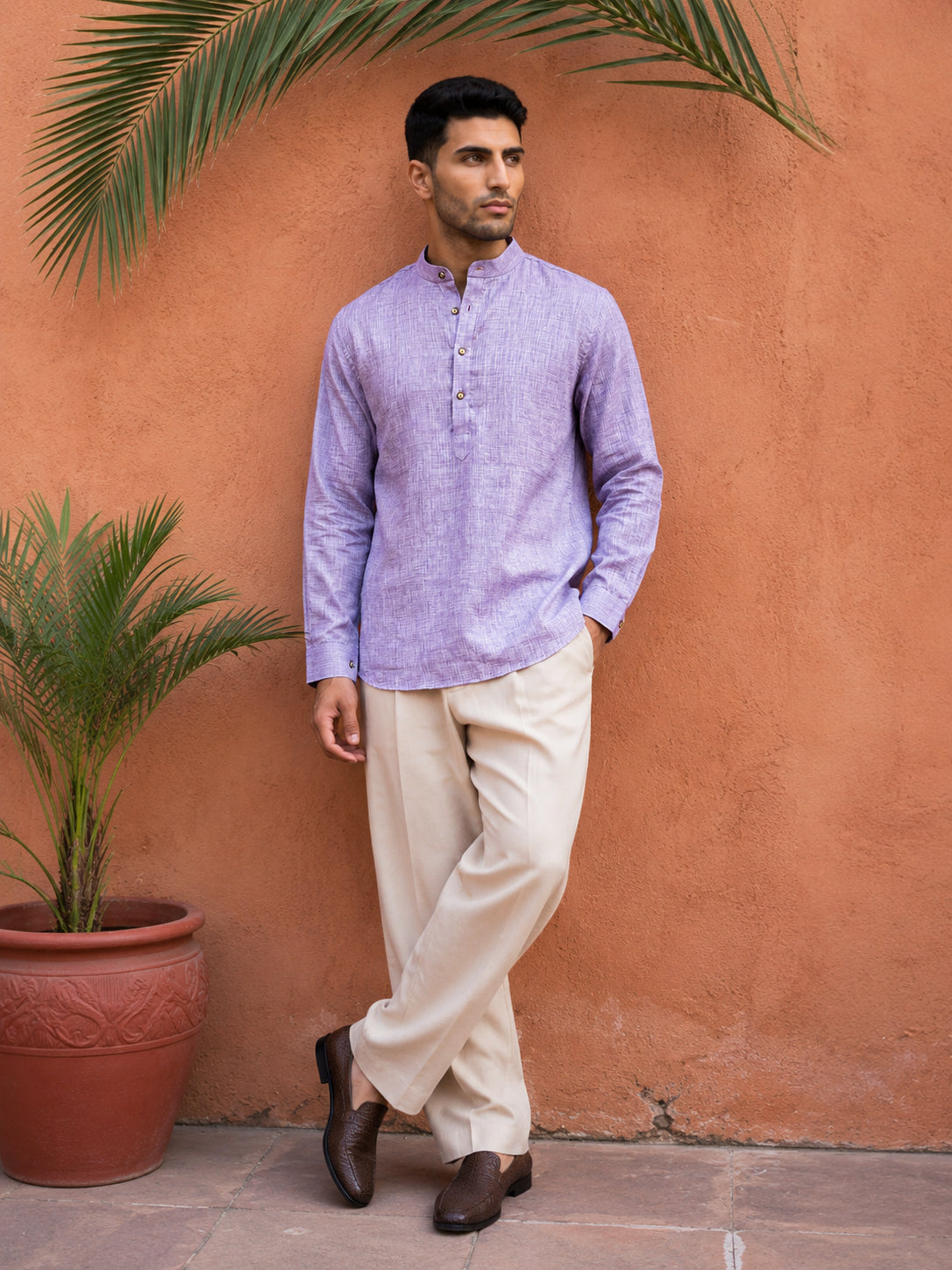 DesiQlo Men Solid Kurta Only - Purple
