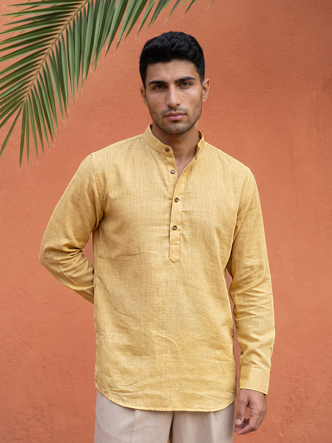 DesiQlo Men Solid Kurta Only - Yellow