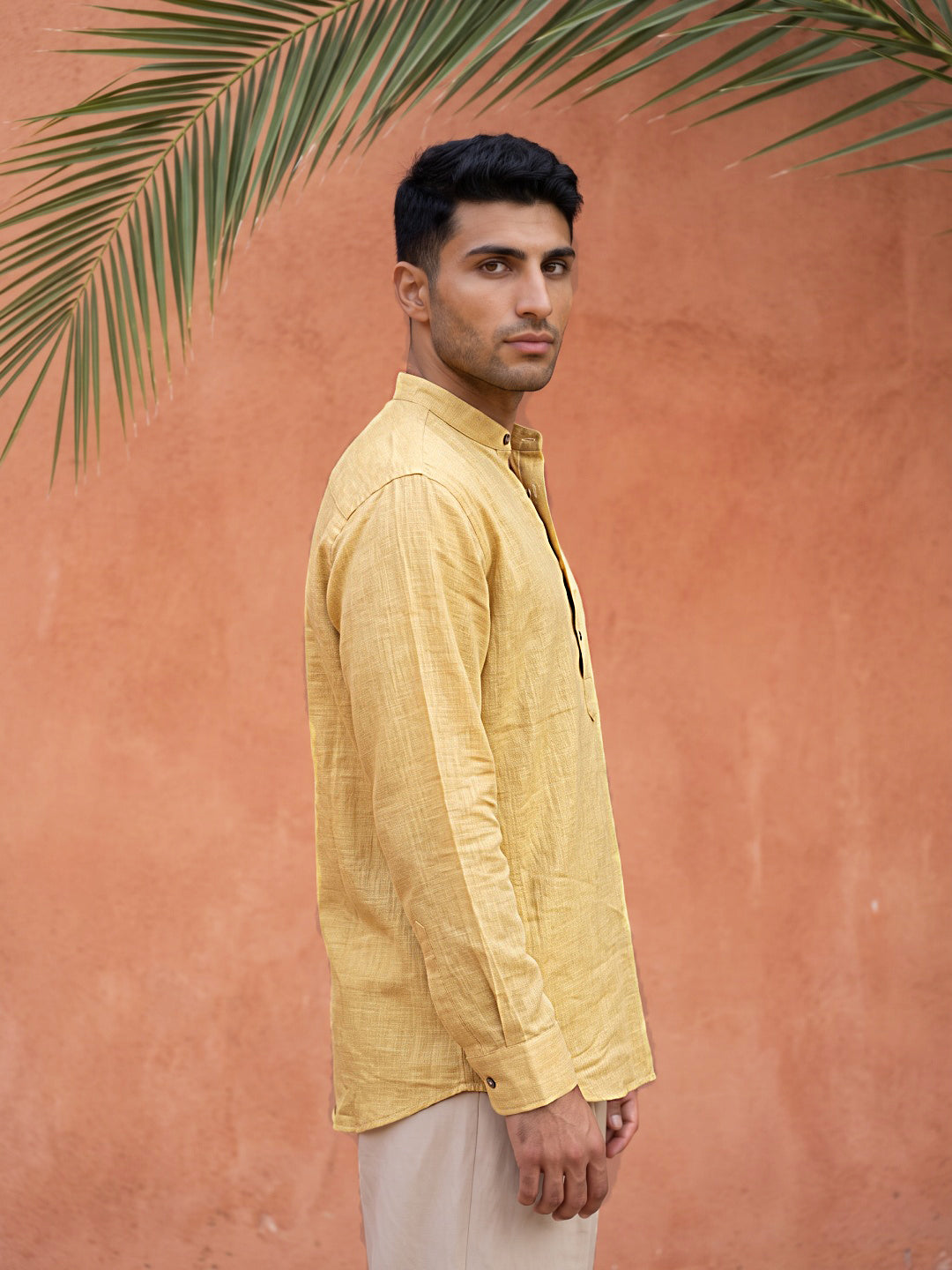 DesiQlo Men Solid Kurta Only - Yellow