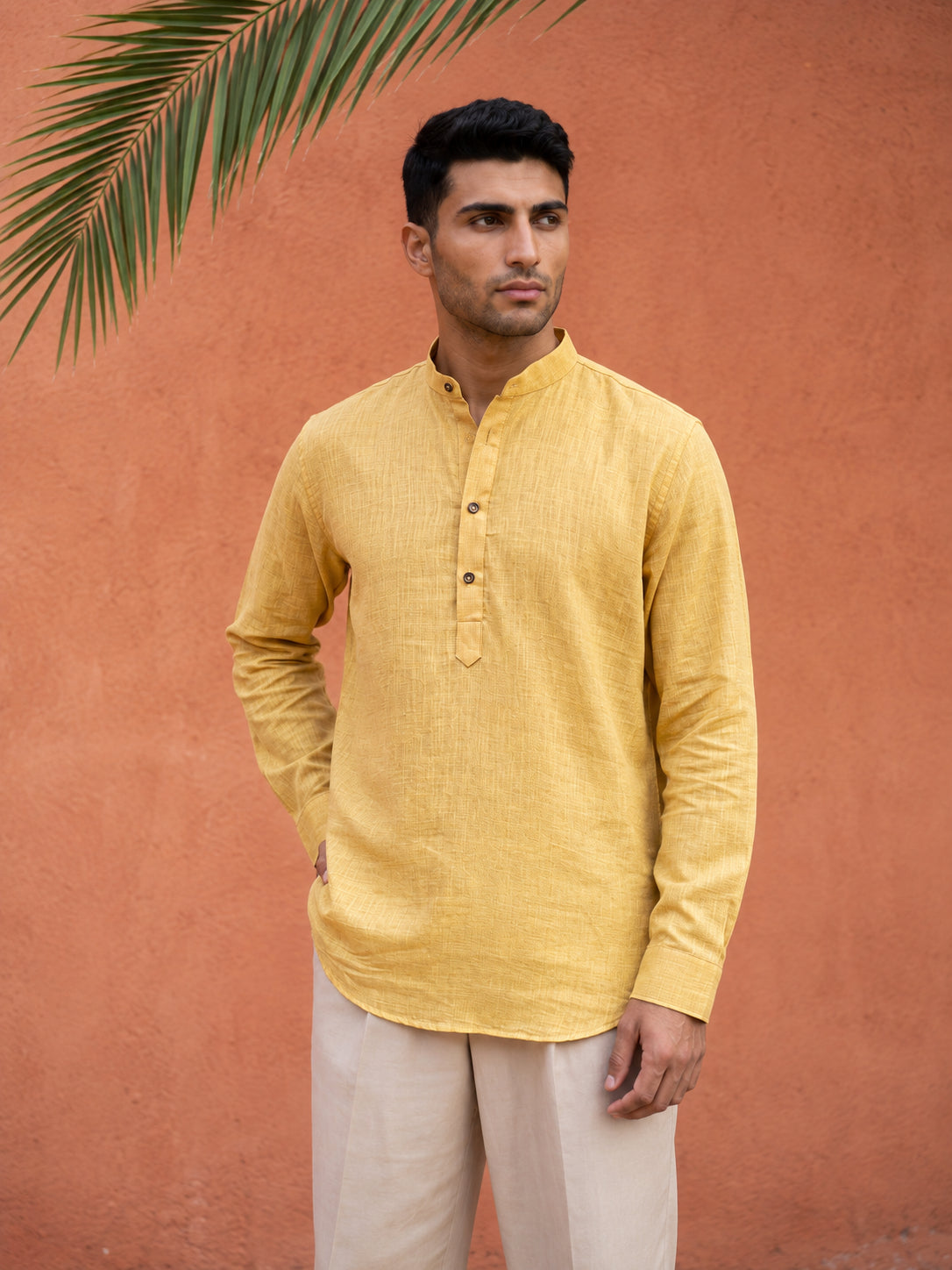 DesiQlo Men Solid Kurta Only - Yellow