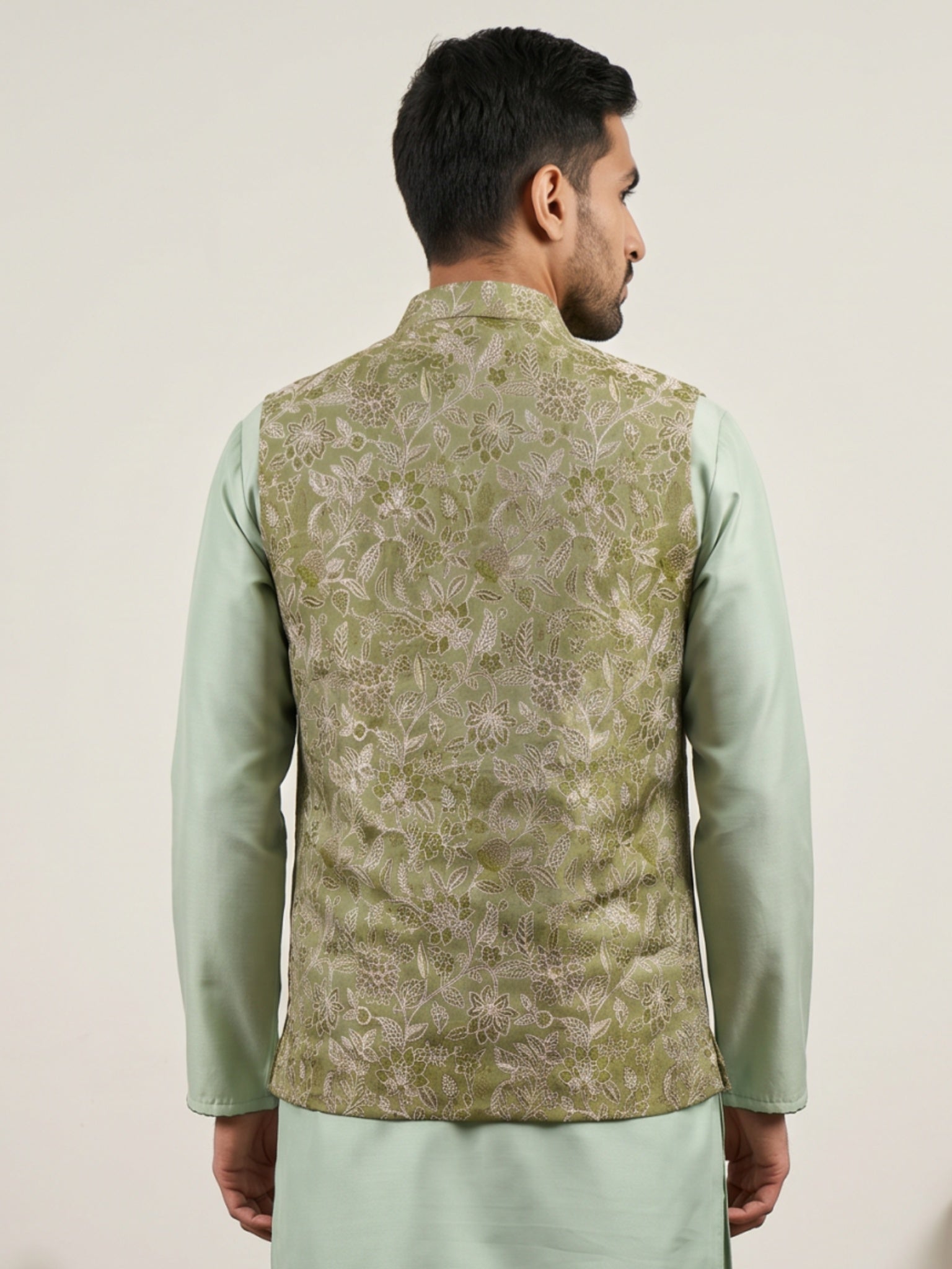 DesiQlo Men Woven Design Nehru Jacket and Kurta Pyjama  - 65WC_4155Pis