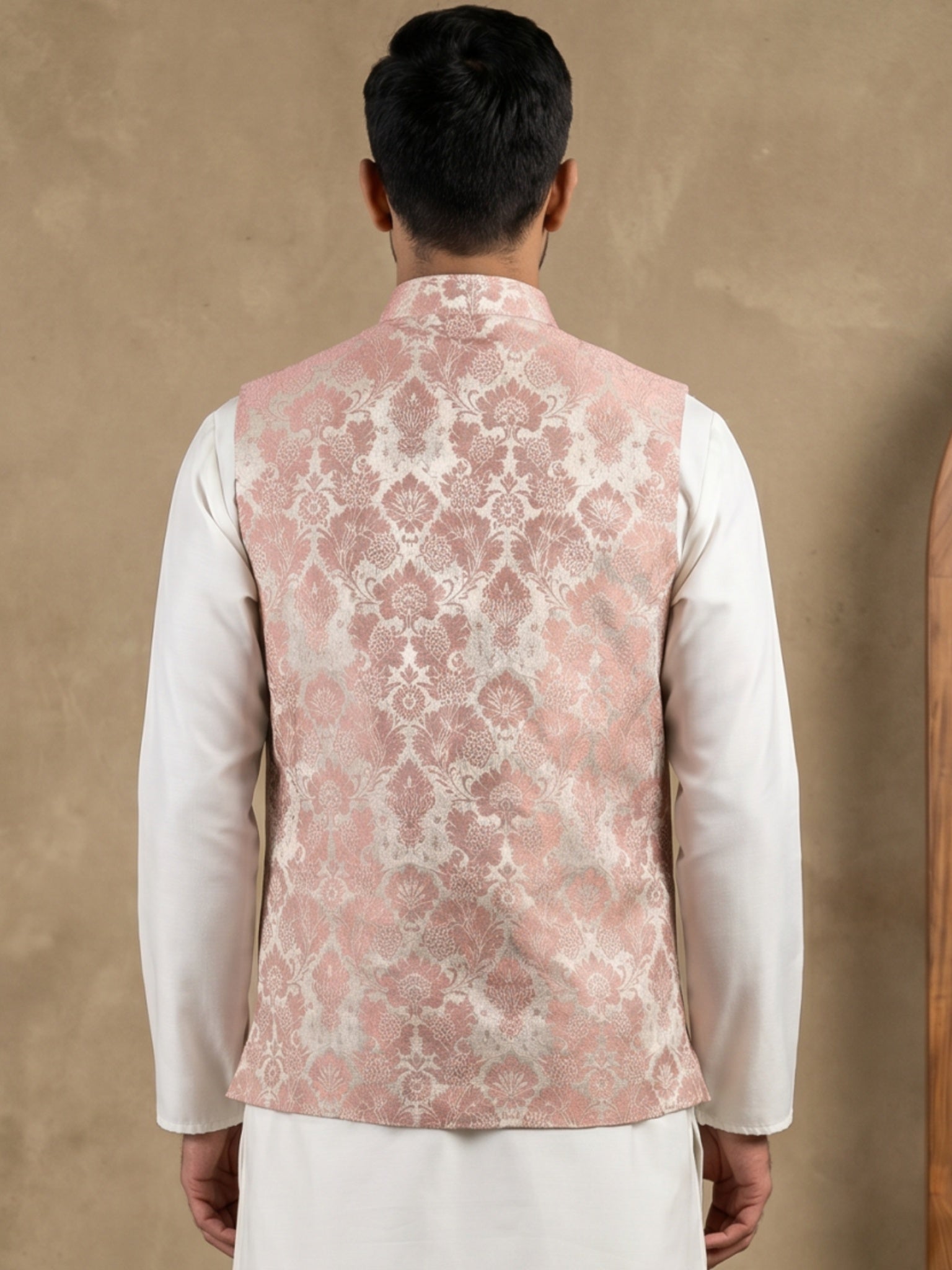 DesiQlo Men Woven Design Nehru Jacket and Kurta Pyjama  - 65WC_4156Pea