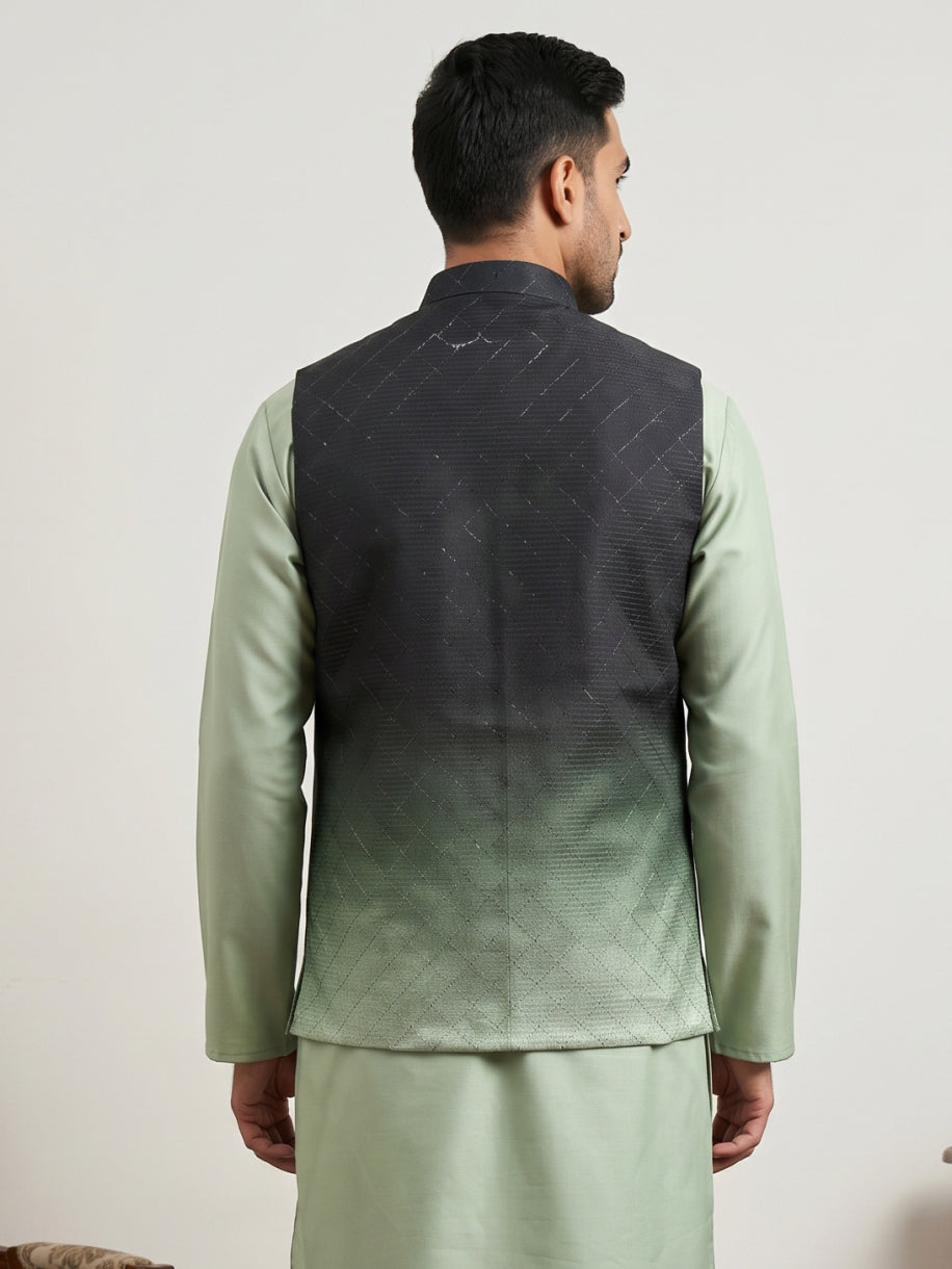 DesiQlo Men Solid Nehru Jacket and Kurta Pyjama Set - Black