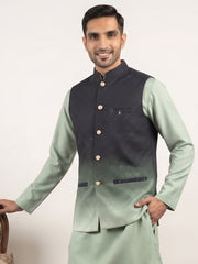 Ombre Textured Cotton Blend Nehru Jacket ( 65WC 4169Black )