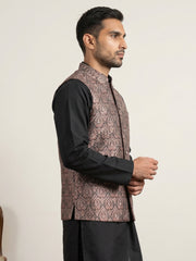Traditional Embroidered Cotton Blend Nehru Jacket ( 65WC 4170Brown )