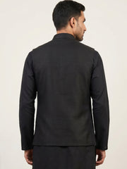Men's Designer Sequins Embellished Nehru Jacket ( 65WC 4173Black )