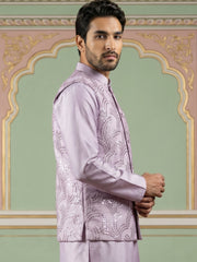 Men's Designer Sequins Embellished Nehru Jacket ( 65WC 4173Lavender )