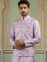 Men's Designer Sequins Embellished Nehru Jacket ( 65WC 4173Lavender )