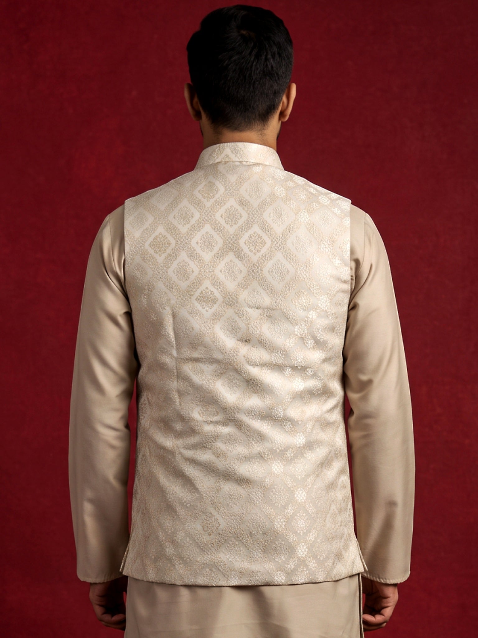 DesiQlo Men Woven Design Nehru Jacket and Kurta Pyjama Set...