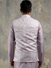 Men Jacquard Woven Design Nehru Jacket ( 65WC 4180Lavender )