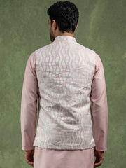 Men Jacquard Woven Design Nehru Jacket ( 65WC 4180Peach )