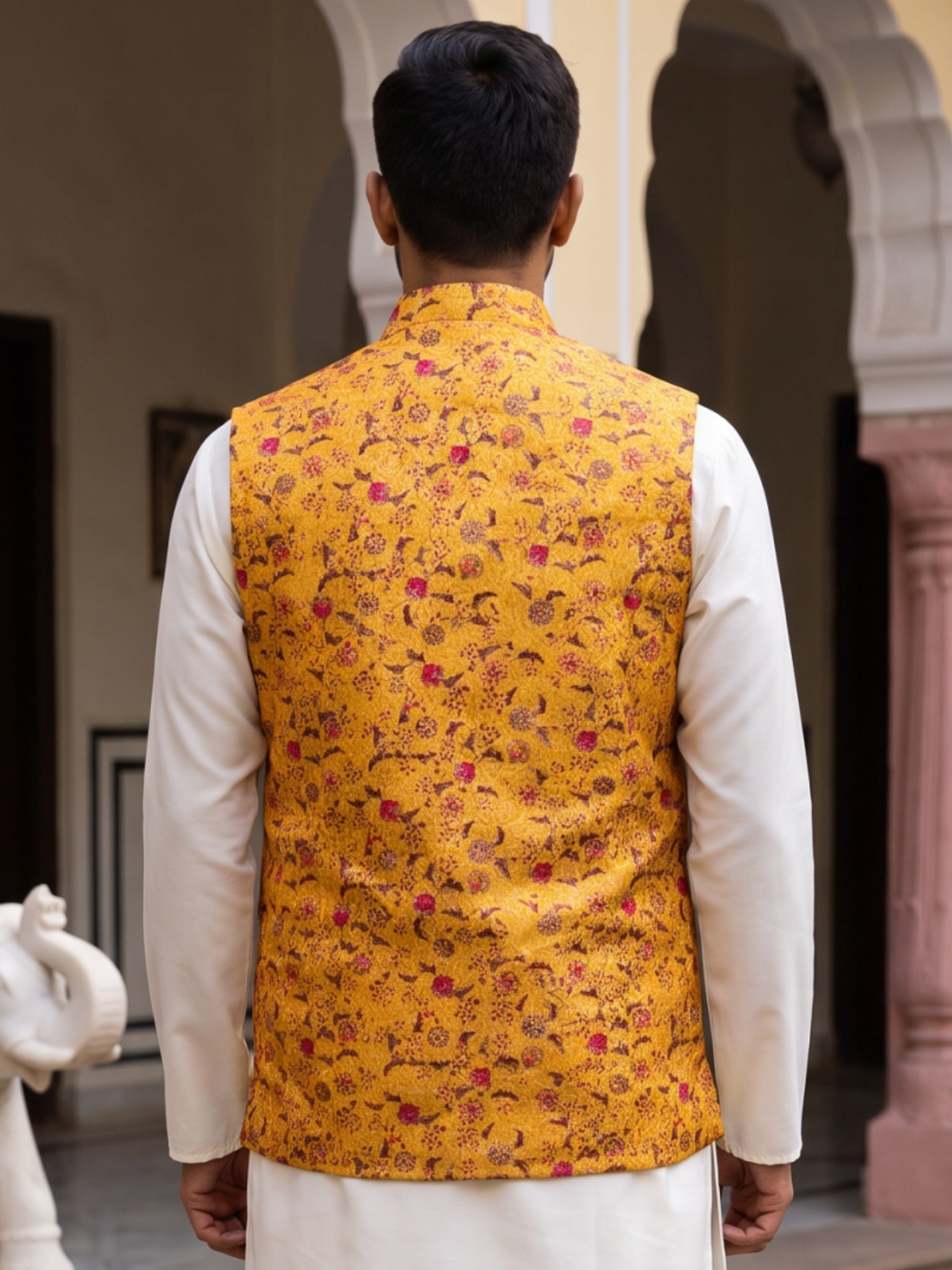 DesiQlo Men Woven Design Nehru Jacket and Kurta Pyjama  - 65WC_4183Mus
