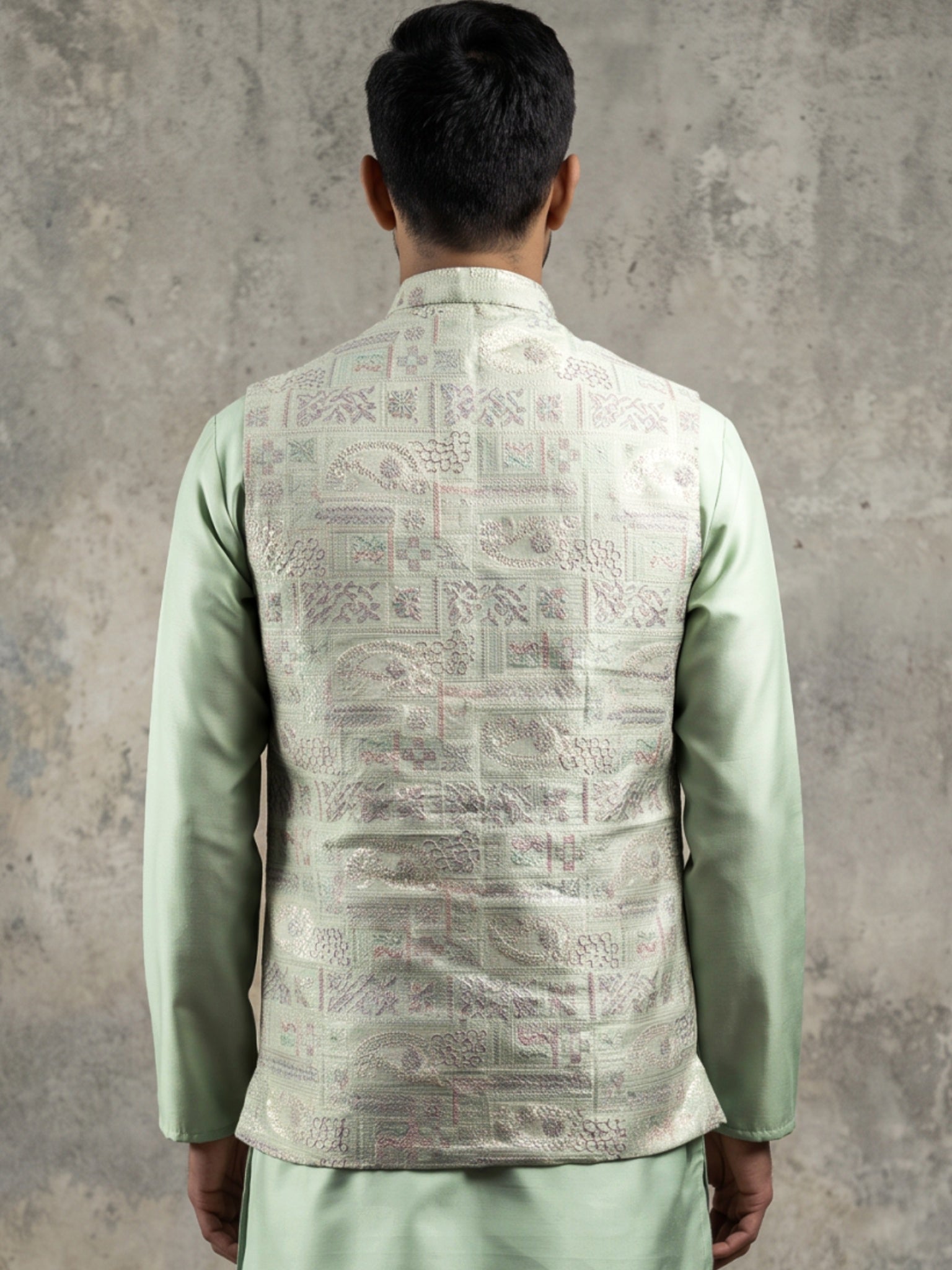 DesiQlo Men Woven Design Nehru Jacket and Kurta Pyjama  - 65WC_4185Pis
