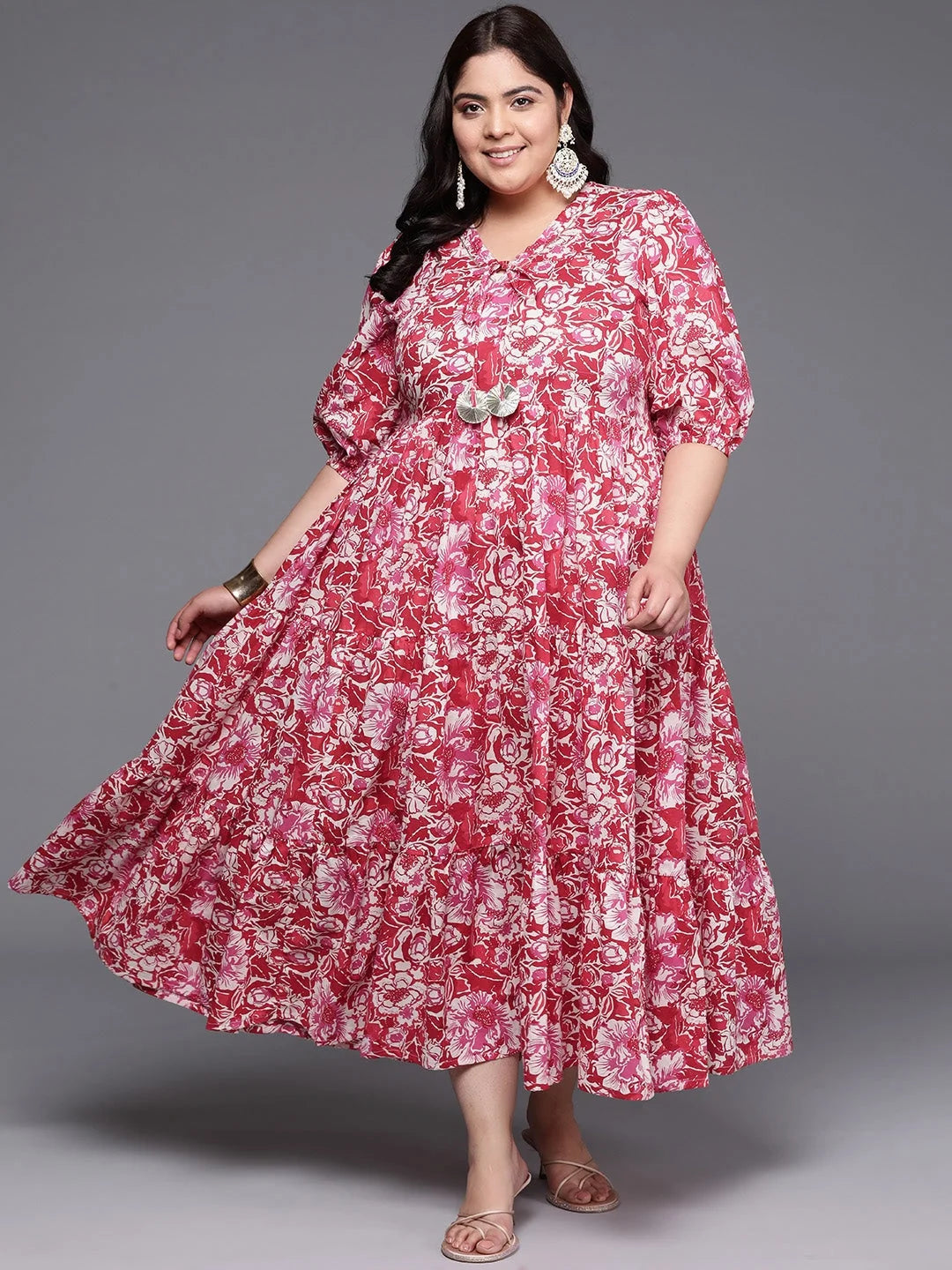 Plus Size Cotton Floral Dress | Shop Indian Cotton Dresses