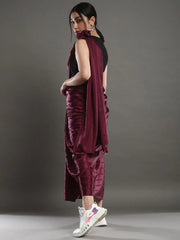 Women's Satin  Purple Solid Designer Saree With Blouse Piece-6STRP7101