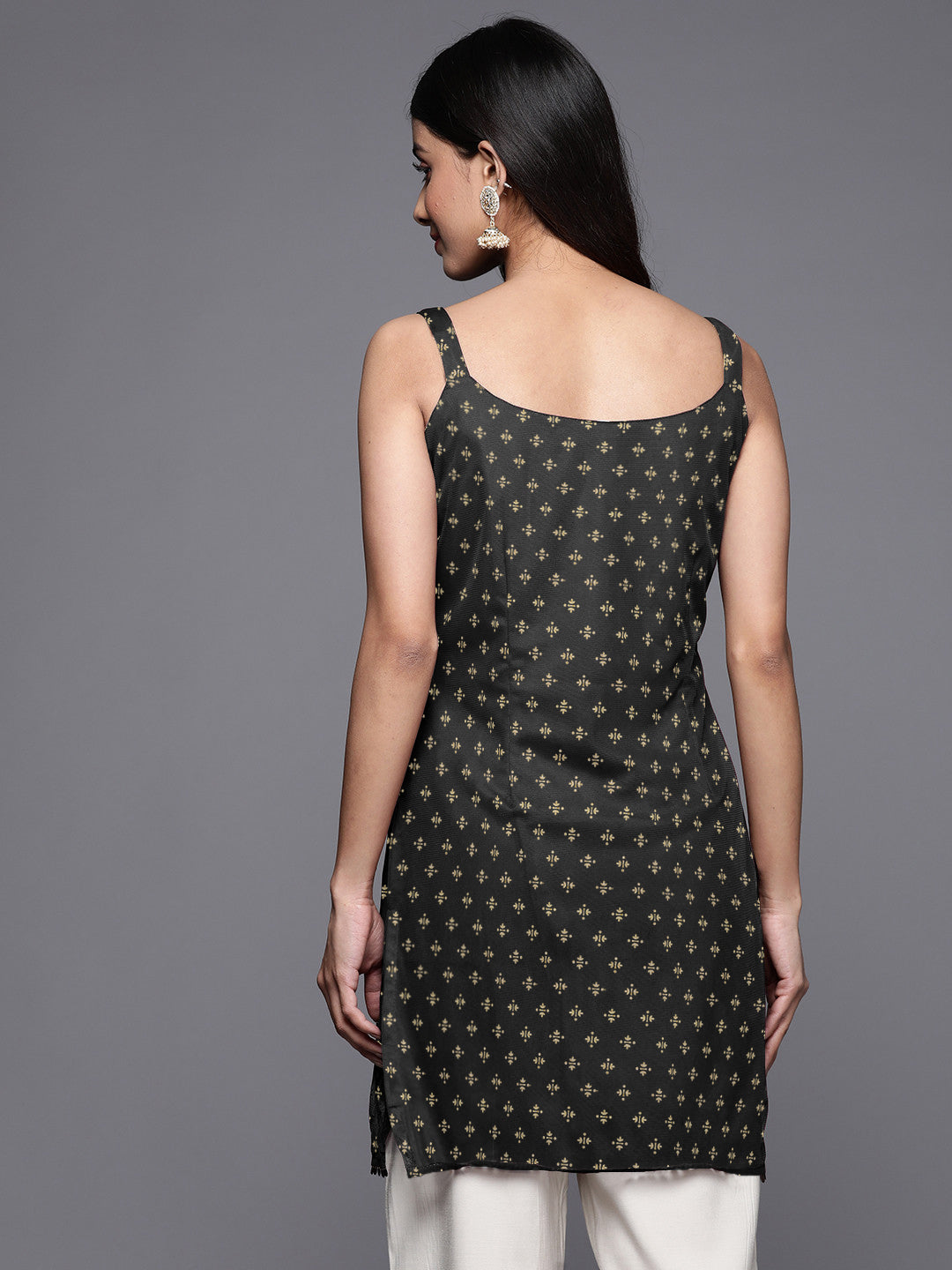 Women Gold Printed Tunic-AHTUGRFP-8204-DS