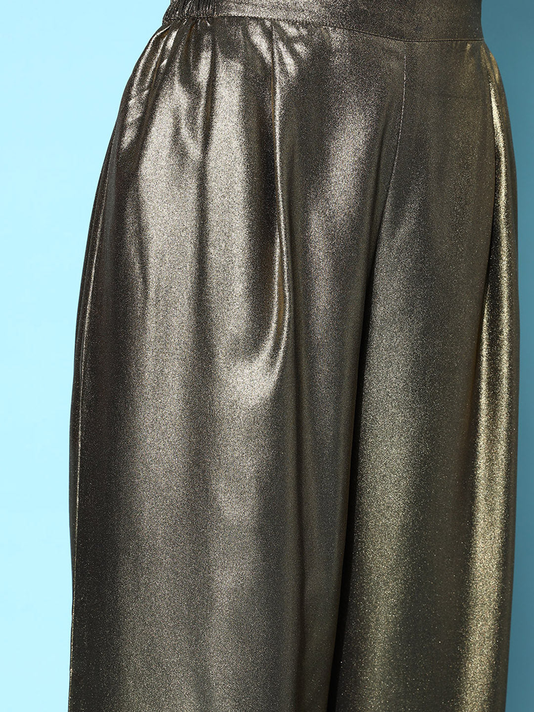 Gold Toned Kurta Palazzo Pants Set - Elegant Women's Fashion