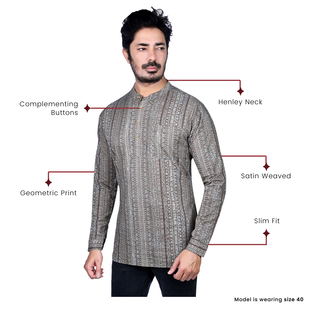Cotton Short Kurta for Men - Multicolor | SKRB12552B | DesiQlo