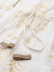 Off White Printed Pure Cotton Jumpsuit with Waist Tie-ups-AHJSCOPG-972-FF