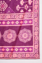 Purple Silk Blend Ethnic Motifs Printed Straight Kurta Trouser With Dupatta PKSKD3231