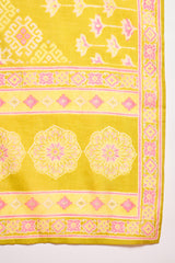 Silk Blend Ethnic Motifs Printed Yellow Kurta And Trousers With Dupatta PKSKD3232