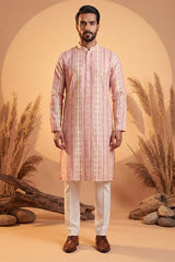Multi Silk Blend Abstract Printed Kurta With Trousers MKSET2257