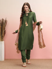 Tie-Up Neck Regular Sleeves Straight Kurta Set-AHKICHDU-COMBO-990