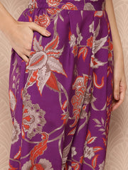 Purple Floral Printed Regular Kurta with Trousers-AHKUPN-Combo-834-ICH
