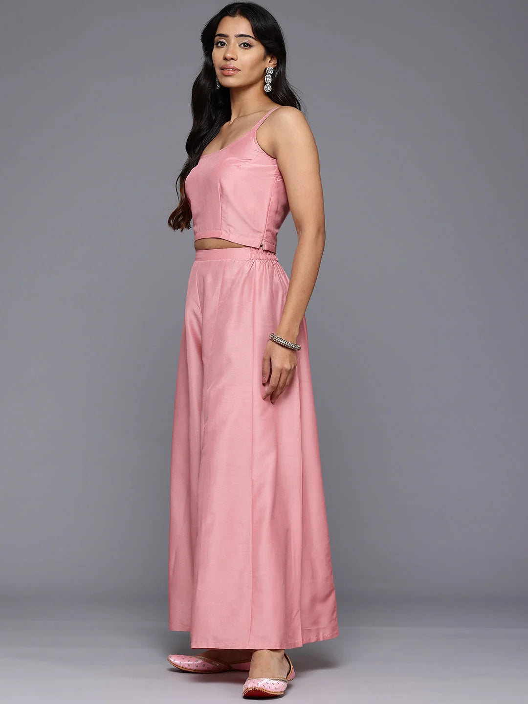 Silk Ethnic Top & Palazzo Co ord Sets with Shrug