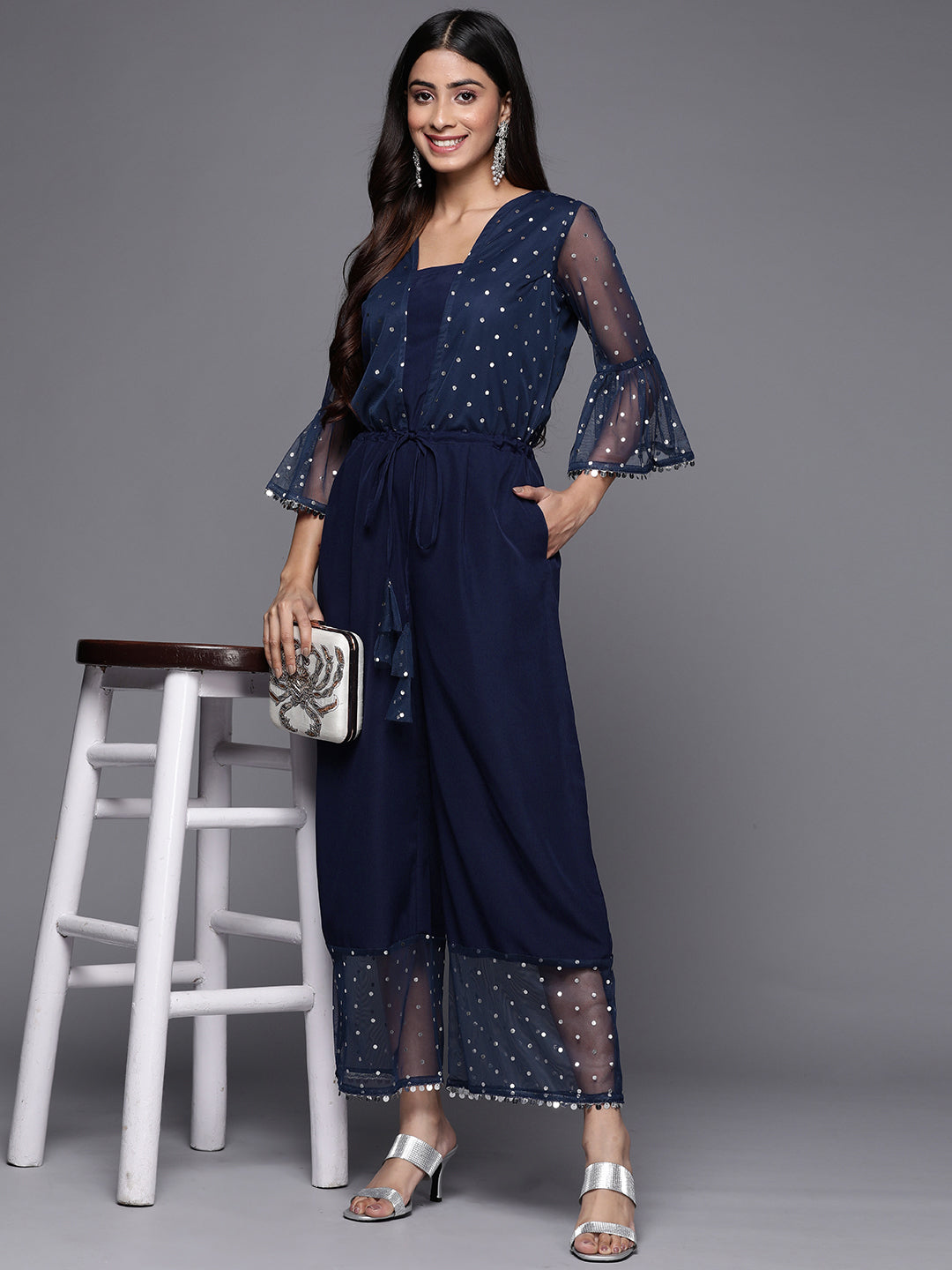 Navy Polka Dot Jumpsuit - Trendy Women's Jumpsuits Online
