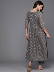 Women Ethnic Motifs Printed Pleated Sequinned Kurta with Trousers-AHKUPT-COMBO-911