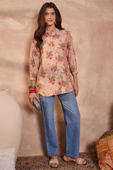Pink Silk Blend Floral Printed Top VT1433