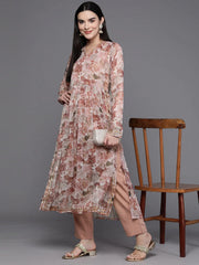 Women Floral Printed Pleated Gotta Patti Kurta with Trousers-AHKUPZ-COMBO-839