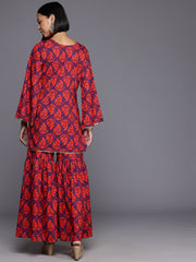 Floral Printed Pleated Kurti with Sharara-AHTUSH-COMBO-874