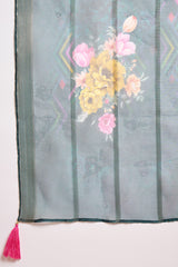 Green Silk Blend Solid Embroidered Straight Kurta Trouser With Dupatta PKSKD3101
