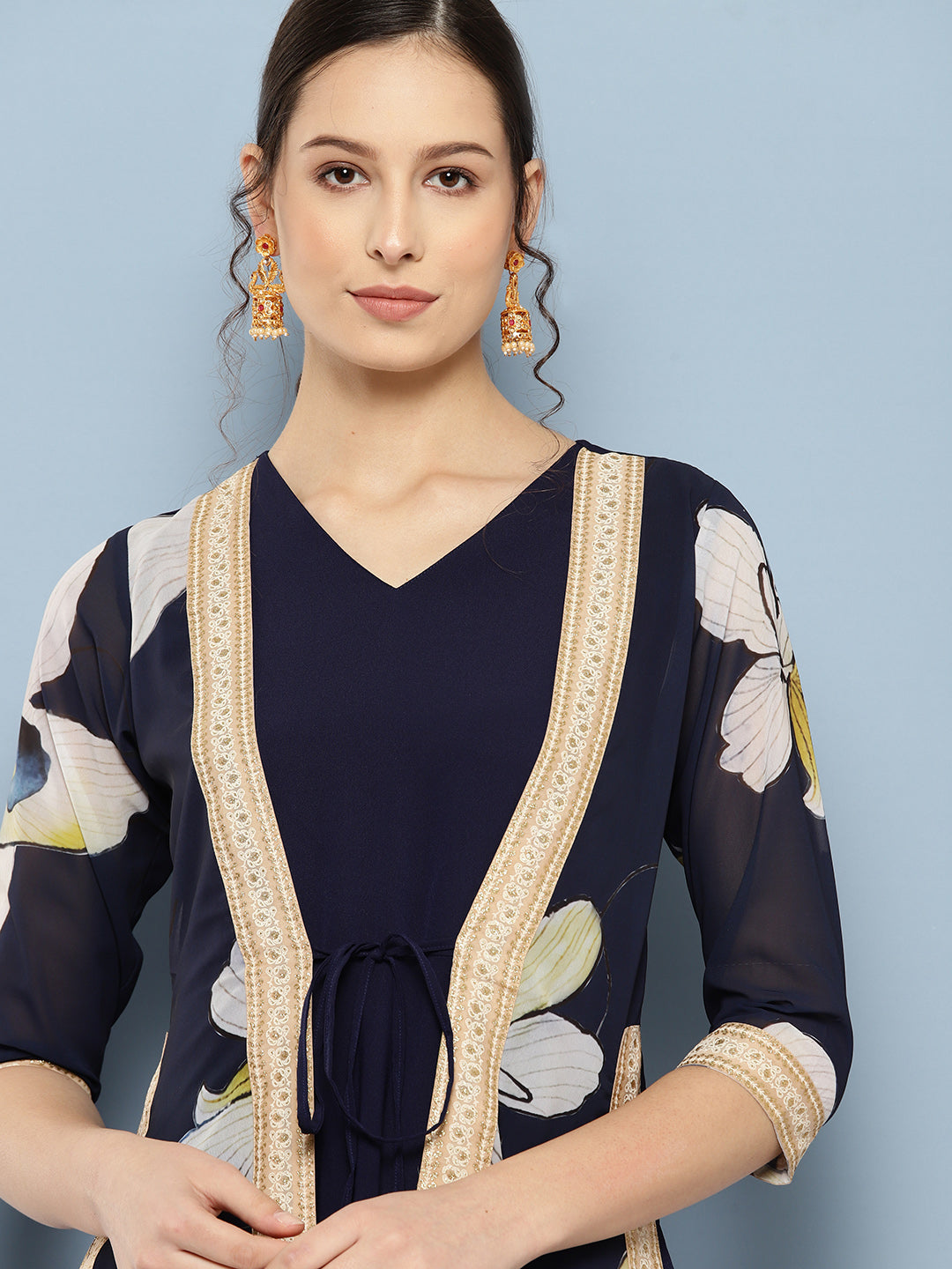 Navy Floral Maxi Dress - Buy Indian Dresses Online!