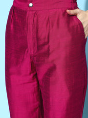 Burgundy Solid Straight Kurta with Trousers-AHKUPN-COMBO-767-FF