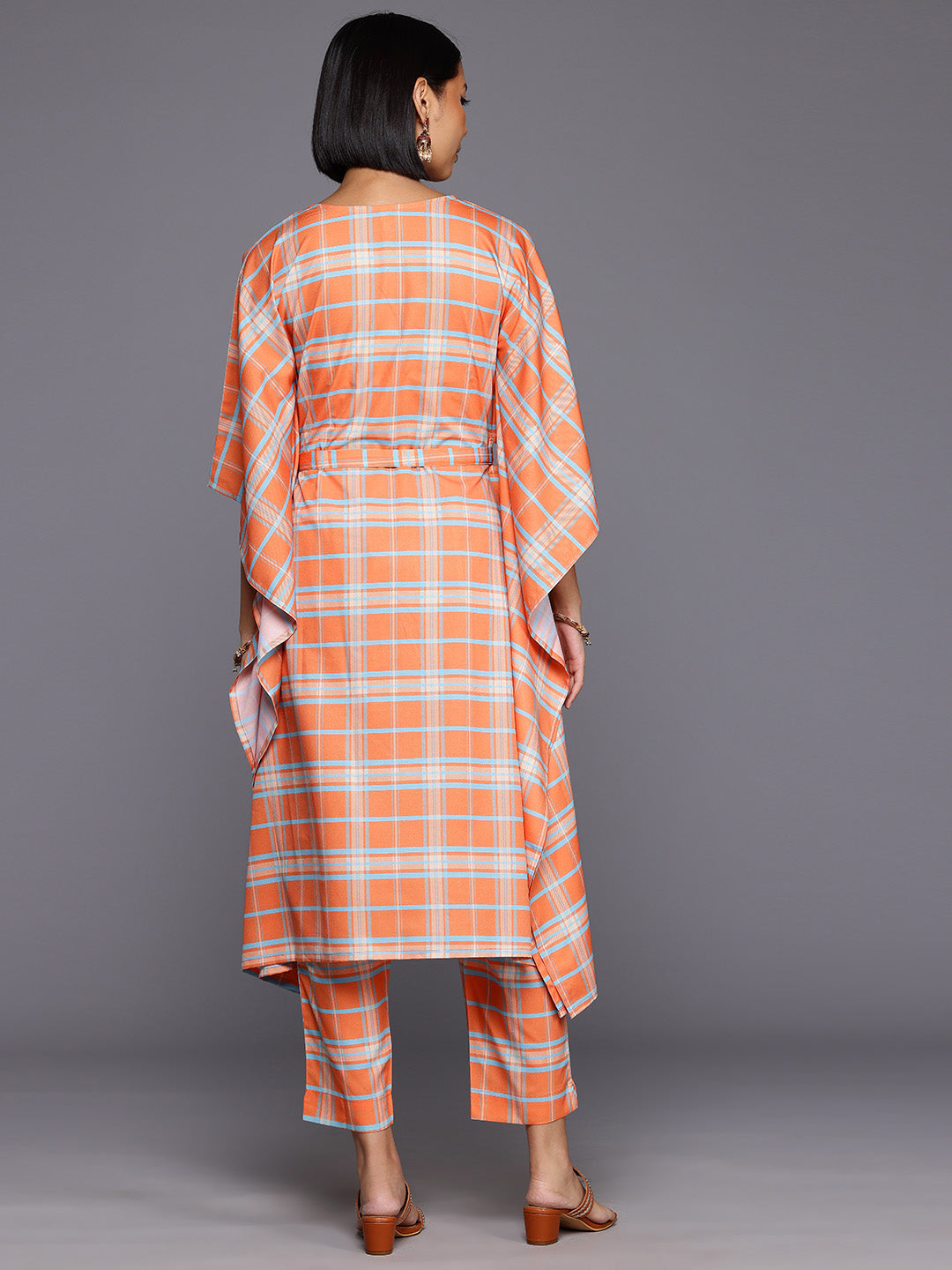Checked Kaftan Kurta Set | Women's Indian Kurta Sets