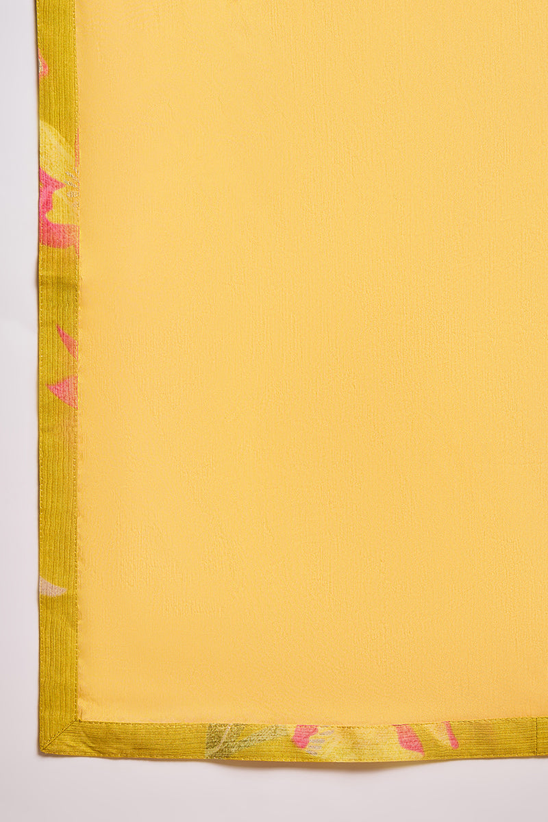 Yellow Viscose Floral Printed Straight Kurta Sets PKSKD3163