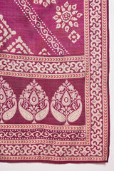 Purple Floral Printed Kurta With Trousers And Dupatta PKSKD3228