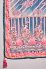 Blue Viscose Rayon Embroidered Kurta Trouser With Dupatta  HPKSKD2800