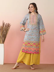 Women Ethnic Motifs Printed Regular Gotta Patti Kurta with Palazzos & With Dupatta-AHKUPZ-COMBO-974