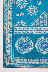 Blue Cotton Blend Abstract Printed Straight Kurta Trouser With Dupatta VKSKD3212