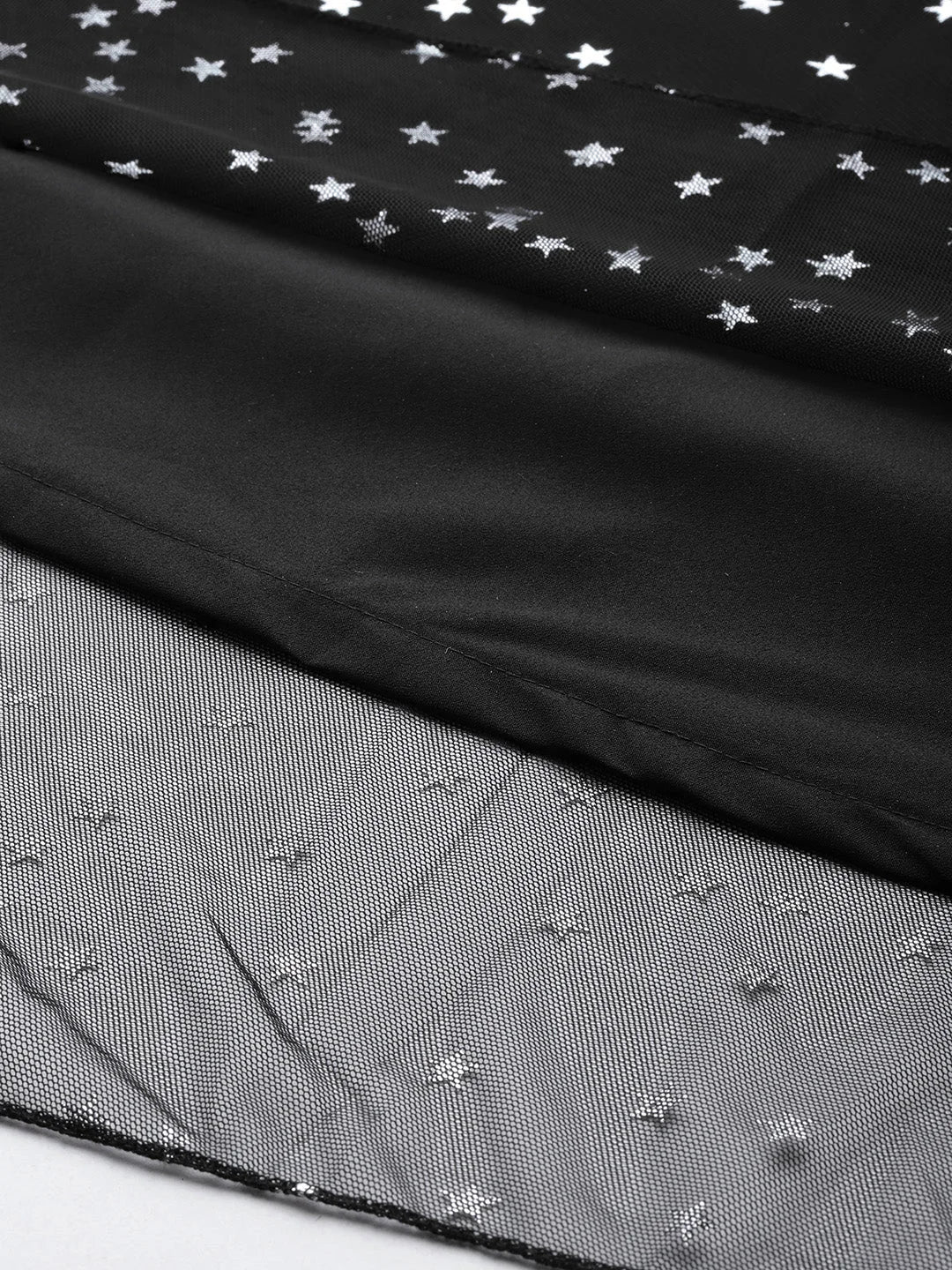 Black & Silver Printed Maxi Dress - Indian Dresses Online