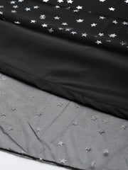 Black & Silver Plus Size Printed Maxi Ethnic Dress-AP-AHKUNTFPDS-829